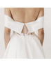 Off Shoulder Ivory Lace Satin Open Back Sweet Wedding Dress